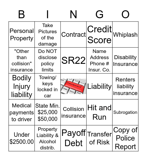 Insurance Facts Bingo Card
