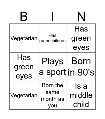 Human Bingo! Bingo Card