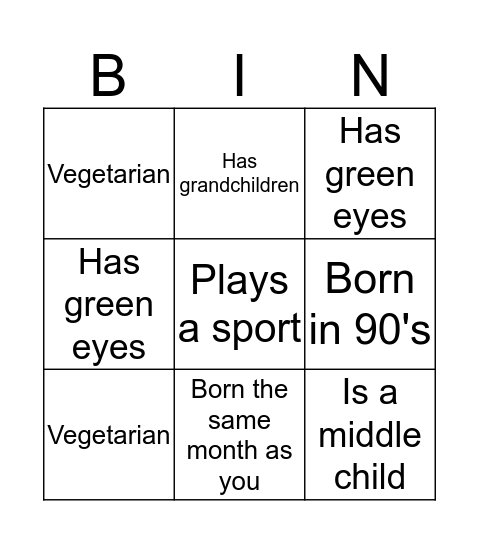 Human Bingo! Bingo Card