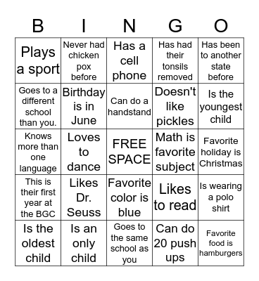 Autograph Bingo Card