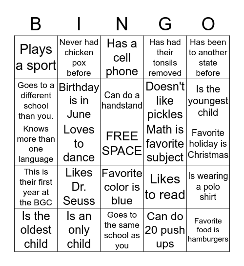 Autograph Bingo Card