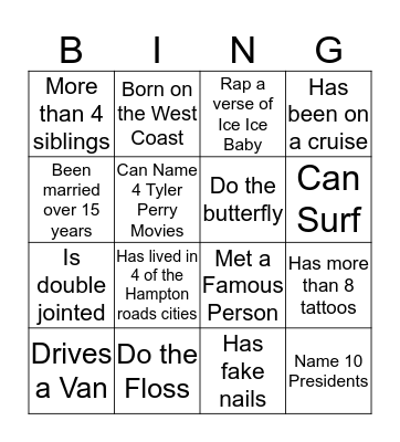 People Bingo Card