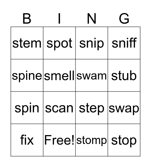 S BLENDS  Bingo Card
