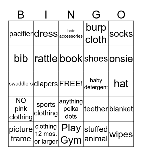 Gifts for Miss Emma Bingo Card