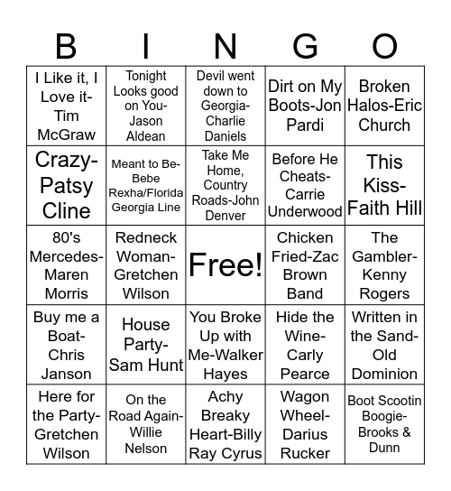 HD2  Country Round! Bingo Card