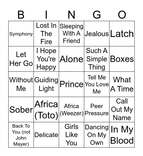 Music Magnets Bingo Card