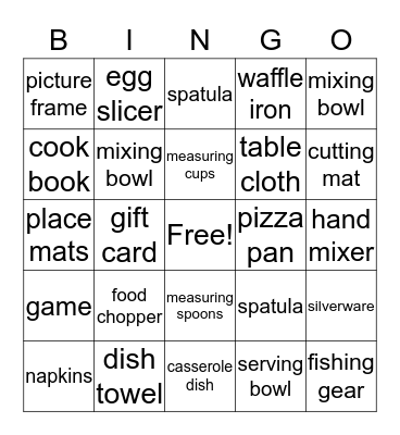 Wedding Shower Bingo Card