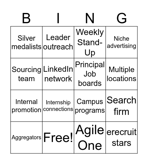 Let's find your new team member! Bingo Card