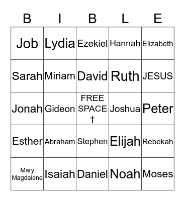 † BIBLE BINGO † Bingo Card