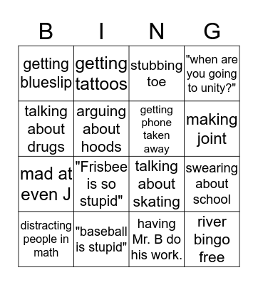 River Bingo Card