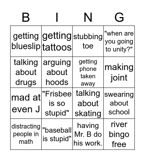 River Bingo Card