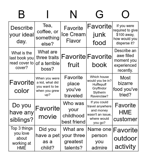 Networking Bingo Card