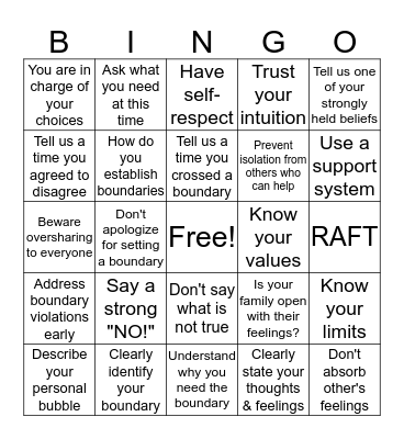 Boundary Bingo Card