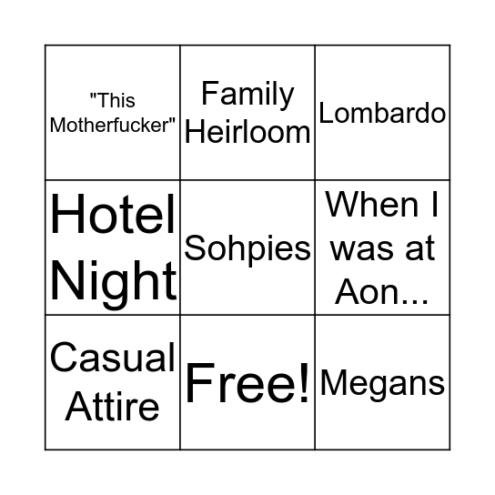 Marsh BINGO Card