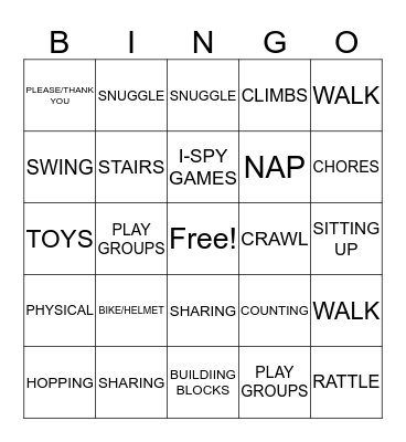 CHILD DEVELOPMENT Bingo Card