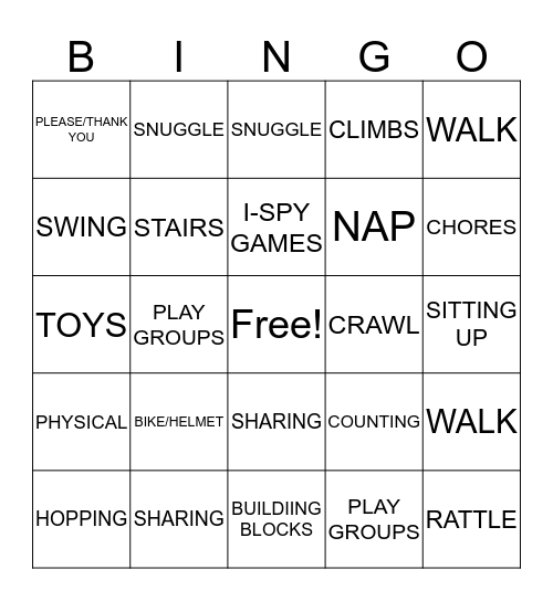 CHILD DEVELOPMENT Bingo Card