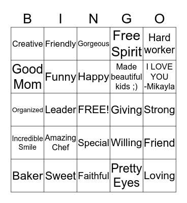 WHY WE LOVE STEFANY Bingo Card