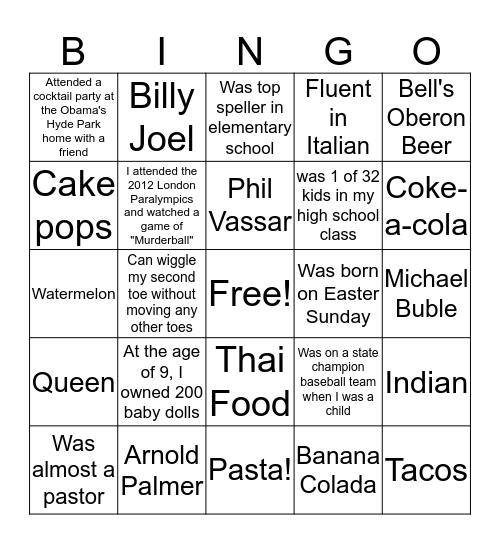 Get to know the team  Bingo Card