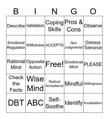 DBT BINGO Card