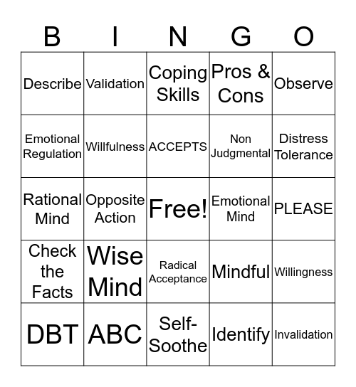 DBT BINGO Card