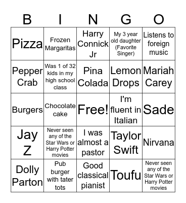 Get to know the team Bingo Card