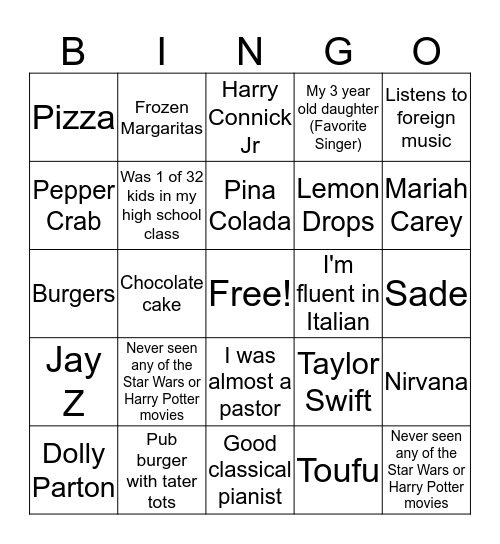 Get to know the team Bingo Card