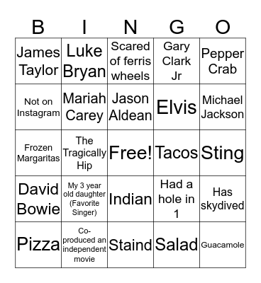 Get to know the team Bingo Card