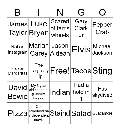 Get to know the team Bingo Card