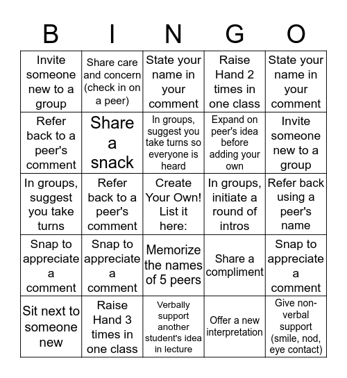 Community Contribution In-Class Challenge! Bingo Card