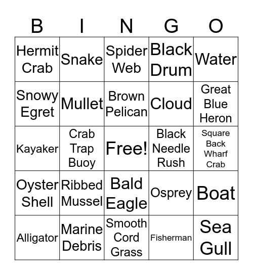 Bayou Explorer Bingo Card