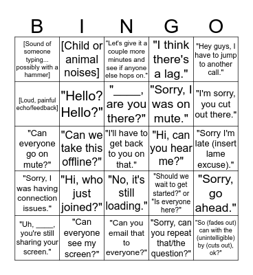 Conference Call Bingo Card