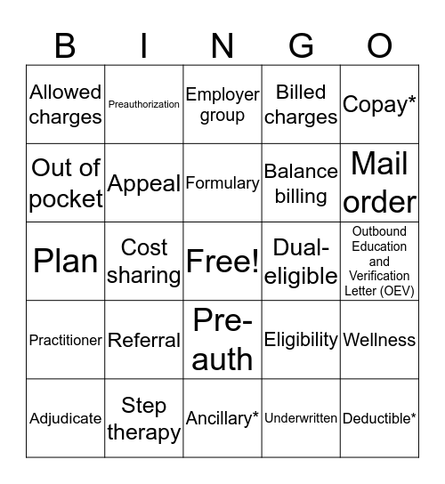 Medicare Speak Human Bingo Card