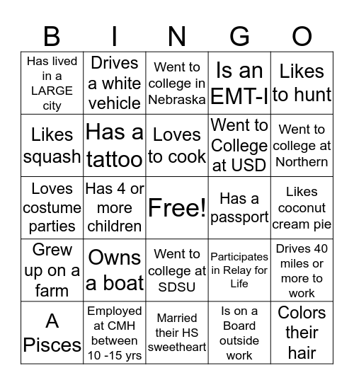 Community Memorial Hospital Bingo Card