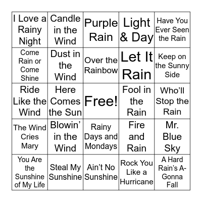 Couldn't Stand the Weather Bingo Card