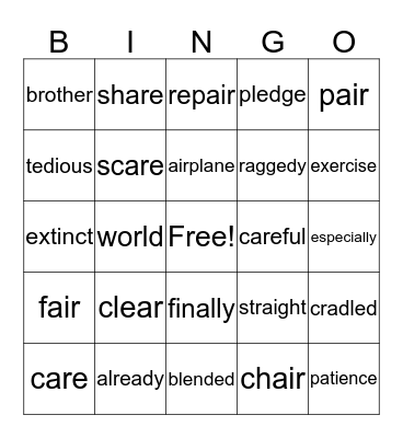 Lesson 24 Bingo Card