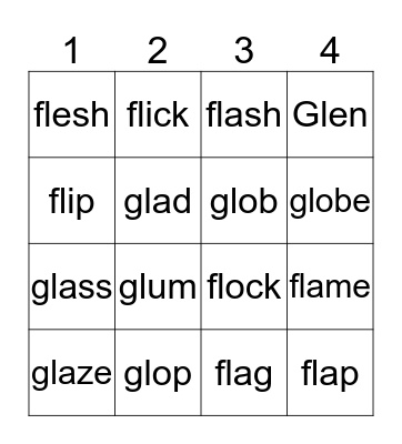 OG L#21  fl / gl Bingo Card