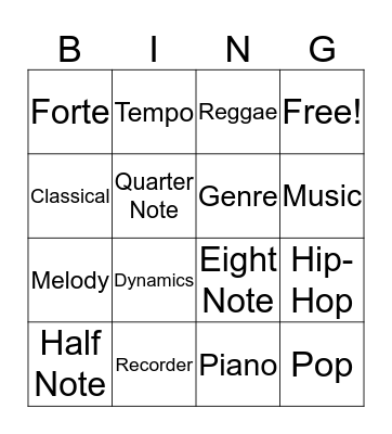 Music! Bingo Card