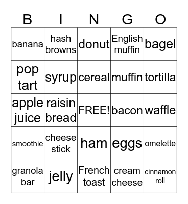 BREAKFAST BINGO Card