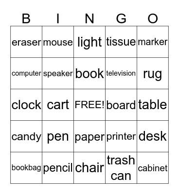 Around the Classroom Bingo Card