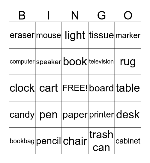 Around the Classroom Bingo Card