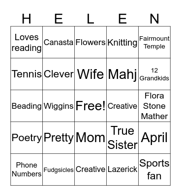 90TH BIRTHDAY CELEBRATION Bingo Card