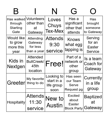 Gateway Connect/GXP Bingo Card