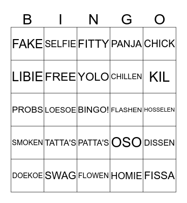 'STRAATTAAL' Bingo Card