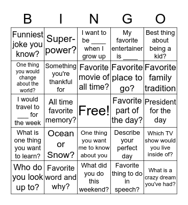 Topic Maintenance Bingo Card