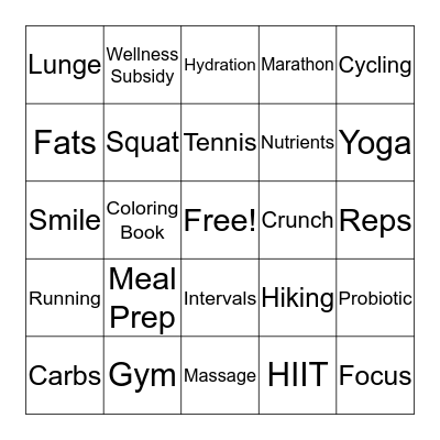 Wellness Bingo Card