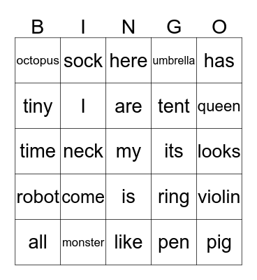 Phonics Monster Bingo Card