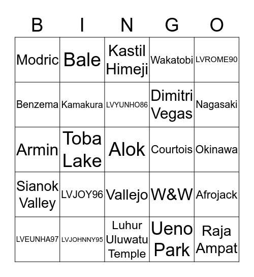 LVJOY96 ㅡ BINGO LEOVA Bingo Card