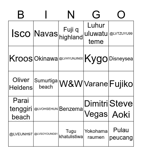 BINGO LEOVA Bingo Card