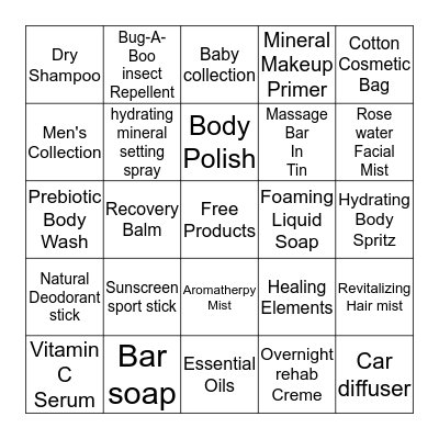 Lemongrass Spa Products Bingo Card