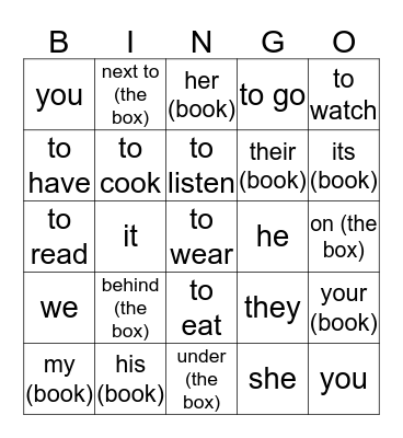 Engels groep 7 Bingo Card
